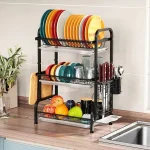 Arcanine Steel Dish Drying Rack Over Sink 3-Tier Large Capacity Kitchen Storage Rack - Image 6