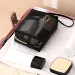 Travel Makeup Bag Women Black Mesh Cosmetic Bag Large Capacity Storage Wash Bag. - Image 2