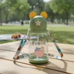 Cartoon Water Bottle with Straw for Kids Cartoon Design Plastic Water Bottle 600ml - Image 2