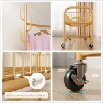 Golden Clothes Rack with Shoe Storage, Shelves & Side Hooks - Image 3
