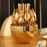 Egg-Shaped Tableware Storage Box Premium Stainless Steel 24 pcs ( Gold) - Image 9