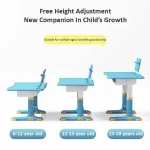 Kids Functional Desk and Chair Set, Height Adjustable Children School Study Table with Bookholder Slot & LED Lamp,Storage for Boys Girls. - Image 11