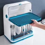 Dish Drainer Storage Rack, Household Dishwasher Rack with Lid, Kitchen Counter Shelves, Space-saving