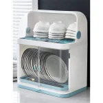 Dish Drainer Storage Rack, Household Dishwasher Rack with Lid, Kitchen Counter Shelves, Space-saving - Image 9