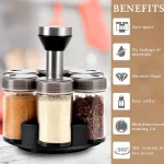 6 Jar Revolving Spice Rack Organizer Spices And Seasonings Sets With Rack Countertop Seasoning Organizer Spice Pots - Image 8
