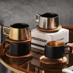 CERAMIC MUG WITH WOOD PLATE 180ML