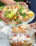 Fenix 2 Pcs 7'' INCH Food Storage Containers with Lids Tempered Glass Rice Bowl