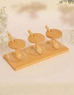 Set of 3 Round Glass and Bamboo Spice Jars - Image 2