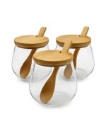 Set of 3 Round Glass and Bamboo Spice Jars - Image 4