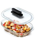 Fenix Glass Casserole Dish with Glass Lid, Oven Safe Oval Glass Baking Pan with Lid - Image 2