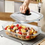 Fenix Glass Casserole Dish with Glass Lid, Oven Safe Oval Glass Baking Pan with Lid