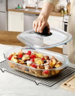 Fenix Glass Casserole Dish with Glass Lid, Oven Safe Oval Glass Baking Pan with Lid
