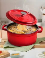 Cast Iron Pot, Durable Dual Loop Handle Dutch Oven Pot For Cooking 3.0L - Image 2