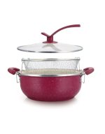 𝗛𝗼𝘁𝗖𝗵𝗲𝗳 Marble Fryer Pot With Fry Basket and Glass Lid 28 CM - Image 2