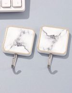 3Pcs Adhesive Marble Hooks Sticky Wall Hanging Hooks Heavy Duty Seamless Stainless Steel