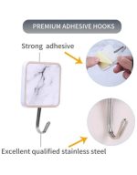 3Pcs Adhesive Marble Hooks Sticky Wall Hanging Hooks Heavy Duty Seamless Stainless Steel - Image 3