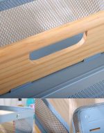 Portable Metal Mesh Basket with Divider Wooden Handle Storage Pantry - Image 2