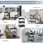 3-Layer Metal Foldable Storage Organizer Trolley With Wheels - Image 4