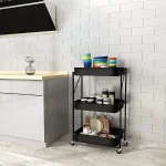 3-Layer Metal Foldable Storage Organizer Trolley With Wheels - Image 5