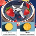 Electric Juicers Fruit Mixers USB Rechargeable Smoothie Mini Personal Juicer 6 Blades 3Gears - Image 14