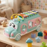 Kids Educational Music Bus Building Blocks Toy