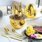 Egg-Shaped Tableware Storage Box Premium Stainless Steel 24 pcs ( Gold) - Image 8