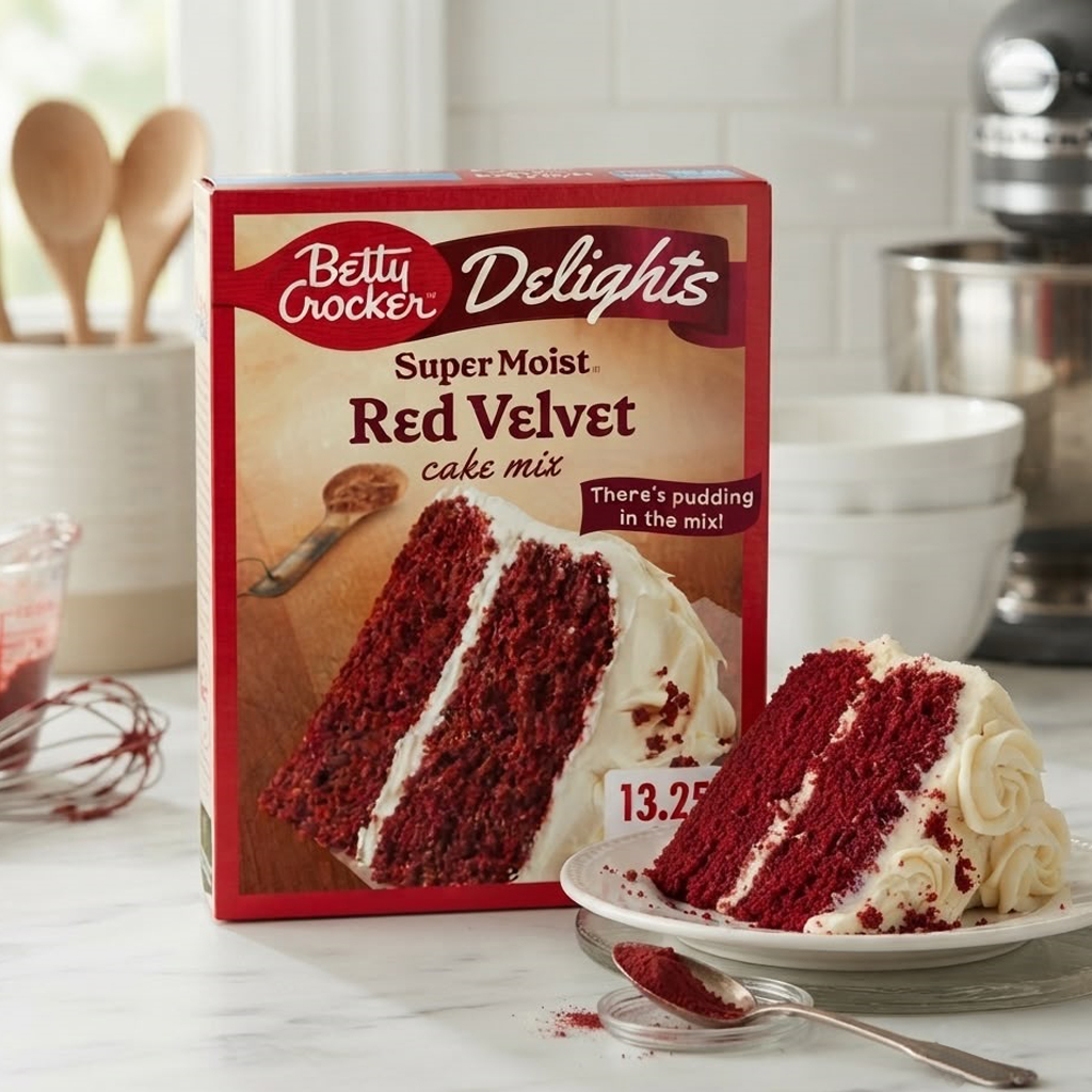 f2197130-730c-48e3-ab90-877ea5f9dada copy Betty Crocker Delights Super Moist, Red Velvet, Cake Mix, 13.25 oz - Image 1