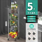 5 Layers Transparent Multi-Tiers Round Rotatable Storage Rack, Movable Kitchen Organizer - Image 10