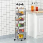 5 Layers Transparent Multi-Tiers Round Rotatable Storage Rack, Movable Kitchen Organizer - Image 8