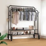 Metal Clothes Coat Rack Stand  Rail with 4 Side Hooks