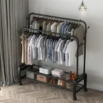 Metal Clothes Coat Rack Stand  Rail with 4 Side Hooks - Image 2