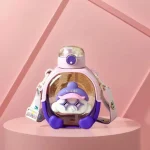 Portable Kids Student Kindergarten School Cute Cartoon Bear Plastic Water Bottle With Straw - Image 3
