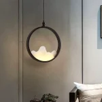 Circular LED Pendant Light — Matte Black & Acrylic