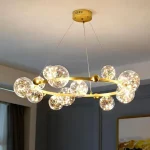 12-Globe LED Ring Chandelier — Gold & Glass