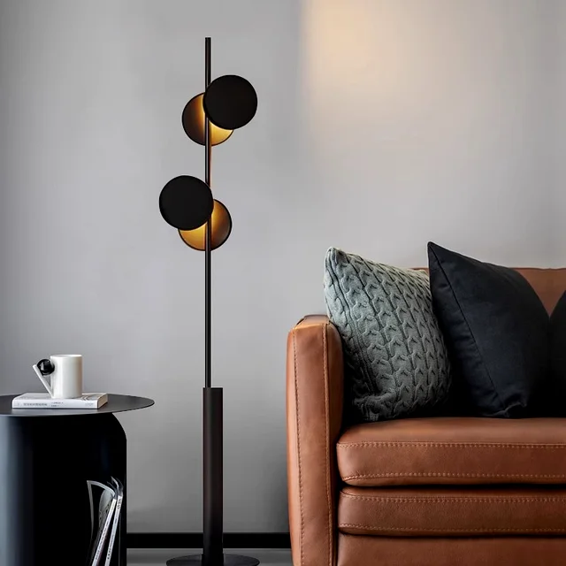 002-mc-sta-h8j Stacked Disk LED Floor Lamp — Matte Black, 160 cm - Image 1