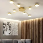 Geometric 8-Arm LED Ceiling Light — Gold Finish