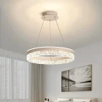 Crystal Ring Pendant Light — 50cm Textured Shimmer - Image 4