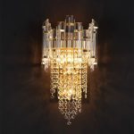 Crystal Cascade Wall Light – Jewel-Cut Glass & Brushed Gold for Luxury Interiors