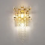 Crystal Cascade Wall Light – Jewel-Cut Glass & Brushed Gold for Luxury Interiors - Image 2