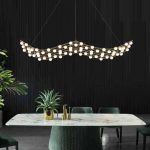 Flowing Gold Chandelier (64 Warm LEDs) – Sleek 120cm Statement Light for Dining & Entryways