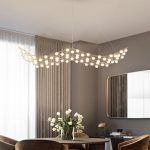 Flowing Gold Chandelier (64 Warm LEDs) – Sleek 120cm Statement Light for Dining & Entryways - Image 3