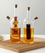 Double-layer Glass Oil Jug 2-in-1 Oil Vinegar Bottle Home Creative Double-mouth Cork Shaped Glass Oil Jug Kitchen Seasoning Tool 6.5*18CM - Image 4