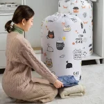 Cartoon Bear Collapsible Storage Bag Beam Port Transparent Organizer Clothes Blanket Baby Toy Basket Container Quilt Travel Bags