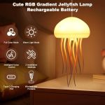 Cute Jellyfish Night Light RGB Gradient Bedside Lamp Voice Control Rechargeable - Image 3