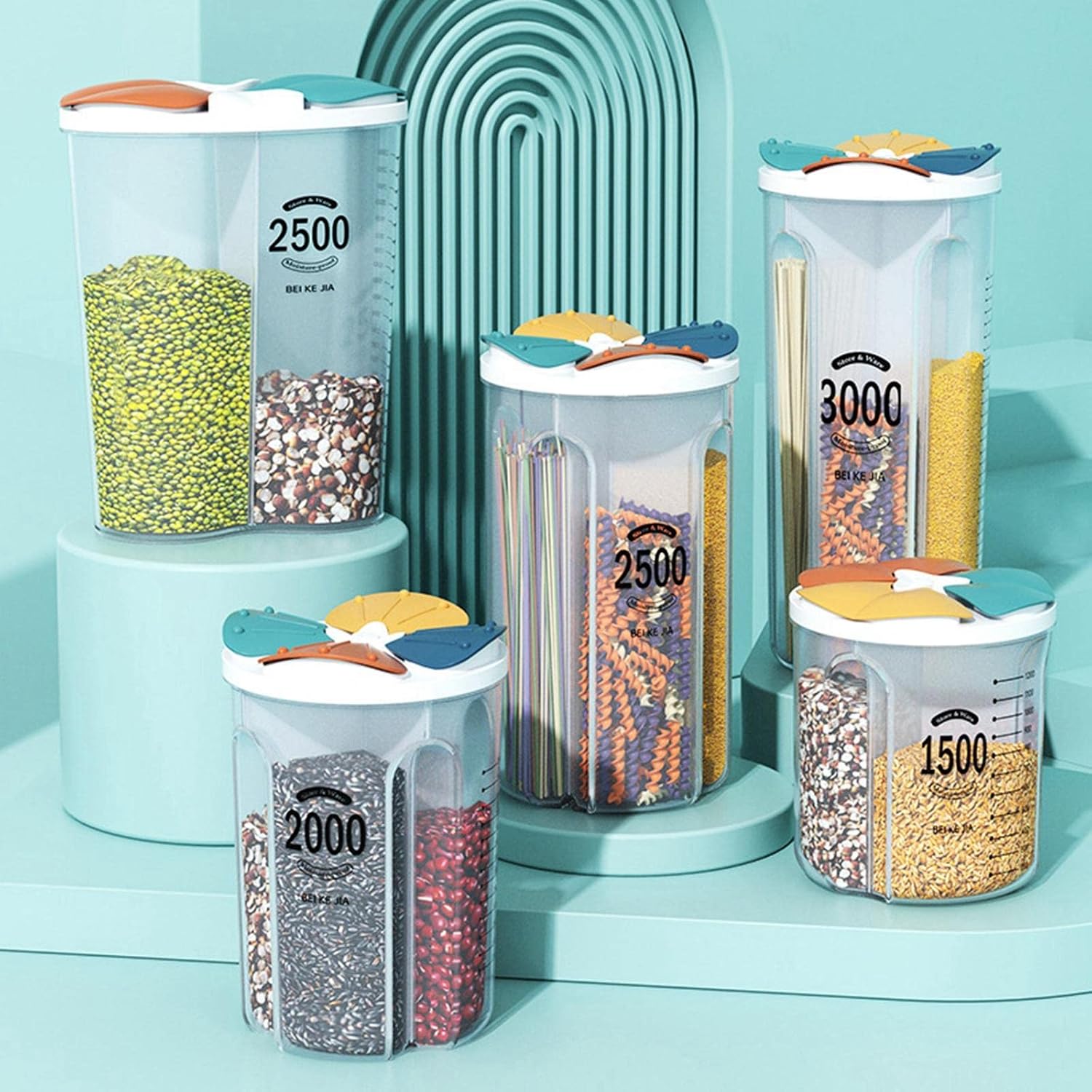 71UUN2KA+NL._SL1500_ Airtight Cereal Storage Container BPA Free 4 Grids for Sesame Rice Cereal 2L|Food Storage Containers|Home & Garden - Image 1