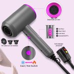 Ionic Hair Dryer, 1800W Professional Blow Dryer (with Powerful AC Motor), Negative Ion Technolog, 3 Heating/2 Speed/Cold Settings, Contain 2 Nozzles and 1 Diffuser, for Woman - Image 5