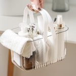 Clearance Portable Shower Plastic Organizer Storage Baskets with Handles, Bins Organizer for Bathroom and Kitchen