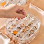 Acrylic Jewelry Organizer Box, Stackable 2-Layers Clear Jewelry Box with Lid