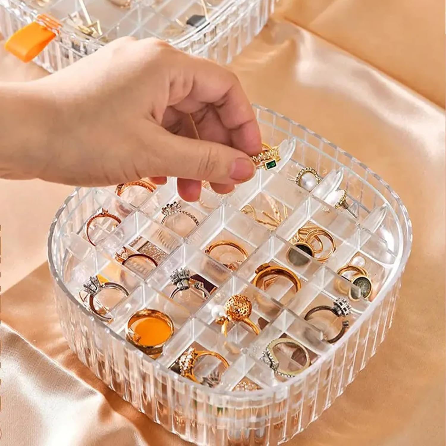 81ePBwY+idL._SL1500_ Acrylic Jewelry Organizer Box, Stackable 2-Layers Clear Jewelry Box with Lid - Image 1
