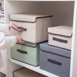 Cotton Linen Large Storage Box With Cap Clothes Socks Toys Organizer - Image 6